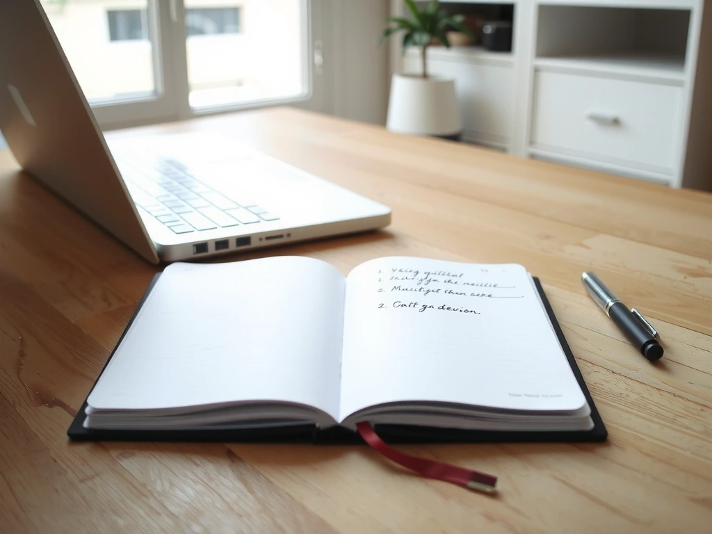 A clean notebook with a task list, symbolizing clarity and organization.